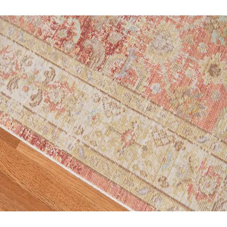 Kirklands Home Salmon Vintage Border Area Rug, 5x7 Pink