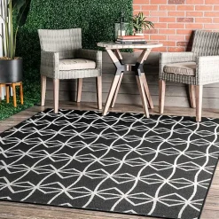 Kirklands Home Sanford Gray Geometric Shapes Outdoor Rug, 8x10 Clearance