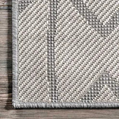 Kirklands Home Sanford Light Gray Geometric Outdoor Rug, 8x10 Clearance