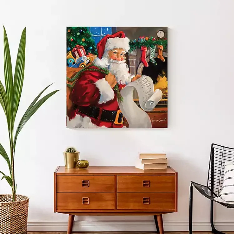 Christmas Art & Wall Decor>Kirklands Home Santa Checking His List Canvas Art Print