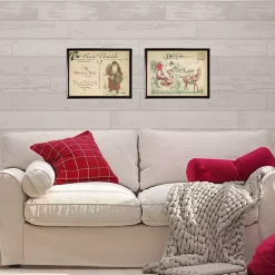 Christmas Art & Wall Decor>Kirklands Home Santa Sleigh Post Card Christmas Art Print Tan