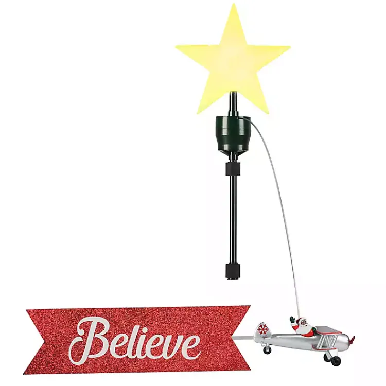 Christmas Tree Decorations>Kirklands Home Santa's Plane Animated Pre-Lit Tree Topper