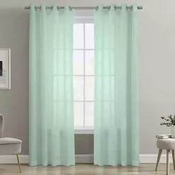 Kirklands Home Seafoam Boucle Sheer Curtain Panel, 84 in. Green Hot
