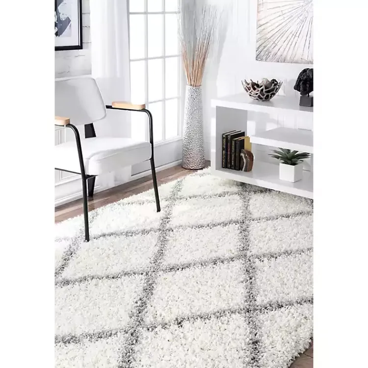 Kirklands Home Shanna Diamond Area Rug, 5x7 White Hot