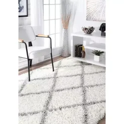 Kirklands Home Shanna Diamond Area Rug, 8x10 White Sale