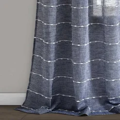 Kirklands Home Sheer Navy Striped Curtain Panel Set, 95 in. Blue Best