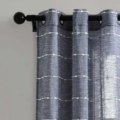 Kirklands Home Sheer Navy Textured Curtain Panel Set, 84 in. Blue Hot