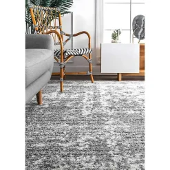 Kirklands Home Silver Deena Abstract Area Rug, 7x9 New