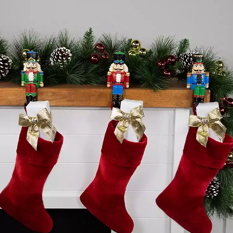 Christmas Stockings & Stocking Holders>Kirklands Home Sitting Nutcrackers Stocking Holders, Set of 3
