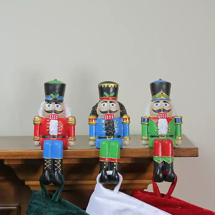Christmas Stockings & Stocking Holders>Kirklands Home Sitting Nutcrackers Stocking Holders, Set of 3