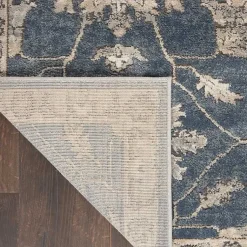 Kirklands Home Smokey Blue and Ivory Floral Runner, 2x7 New