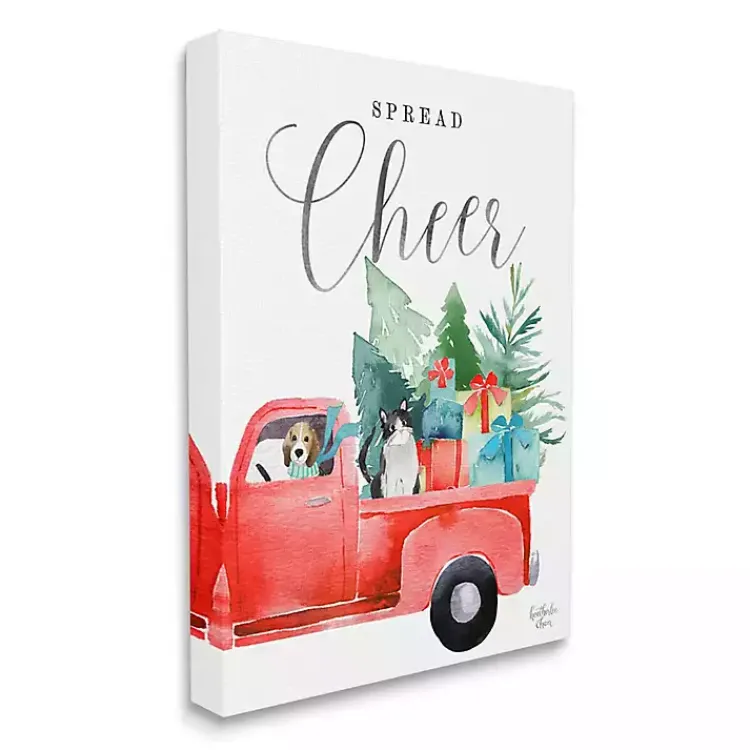 Christmas Art & Wall Decor>Kirklands Home Spread Cheer Red Truck Canvas Wall Plaque