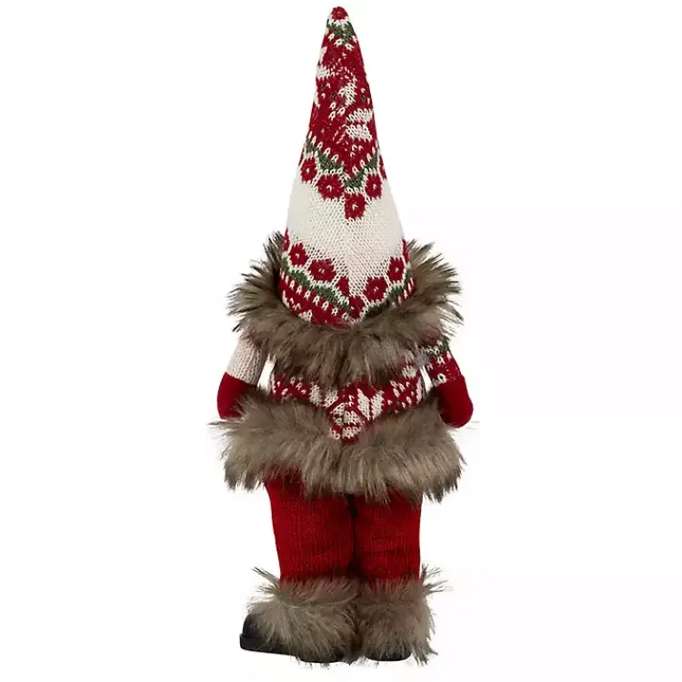 Christmas Decorations>Kirklands Home Standing Gnome with Knitted Christmas Outfit Red