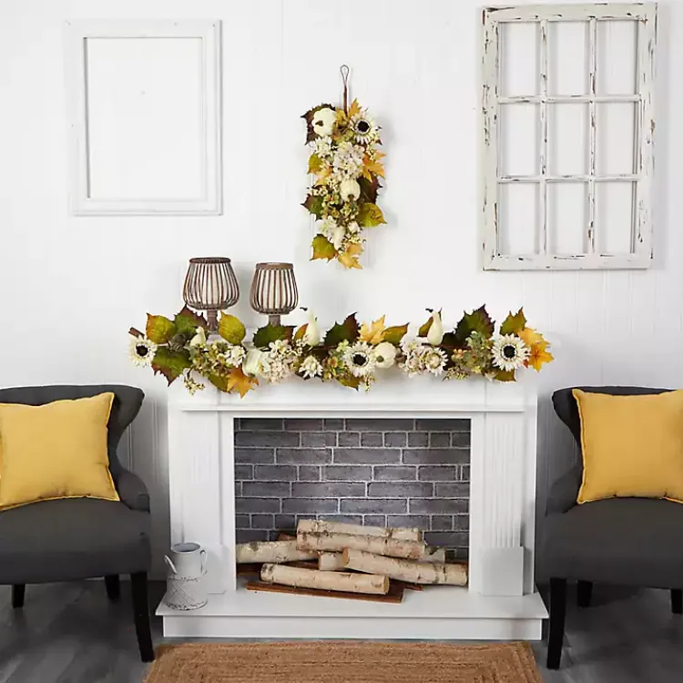 Fall>Kirklands Home Sunflowers, Hydrangeas, and Pumpkins Garland