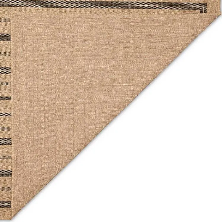 Kirklands Home Tan and Black Framed Indoor/Outdoor Area Rug, 7X9 Clearance