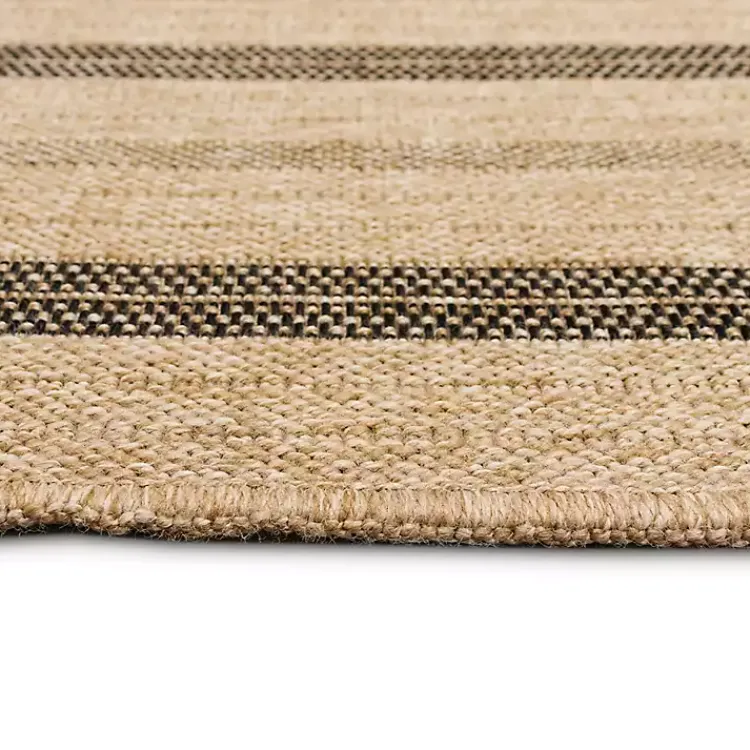 Kirklands Home Tan and Black Framed Indoor/Outdoor Area Rug, 7X9 Clearance