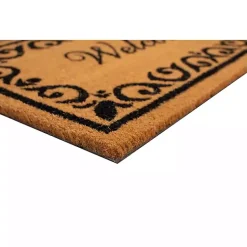 Kirklands Home Tan and Black Scroll Welcome Doormat, 29x17 in. Online