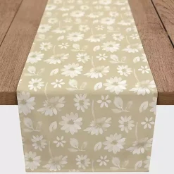 Kirklands Home Tan and White Wildflower Table Runner, 90 in.