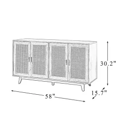 Kirklands Home Cane Wood Storage Media Cabinet Tan Sale