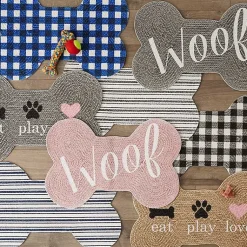 Kirklands Home Eat Play Love Bone-Shaped Pet Bowl Mat Tan Hot