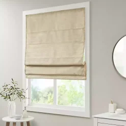 Kirklands Home Faux Silk Room Darkening Roman Shade, 27 in. Tan Discount