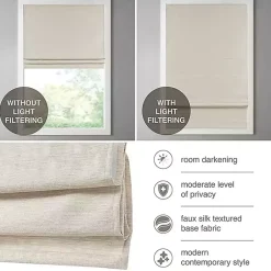 Kirklands Home Faux Silk Room Darkening Roman Shade, 33 in. Tan New
