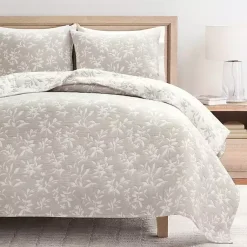Kirklands Home Tan Floral Reversible 3-pc. Full/Queen Quilt Set Clearance