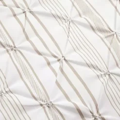 Kirklands Home Tan Pintuck Stripe Full/Queen 5-pc. Comforter Set New