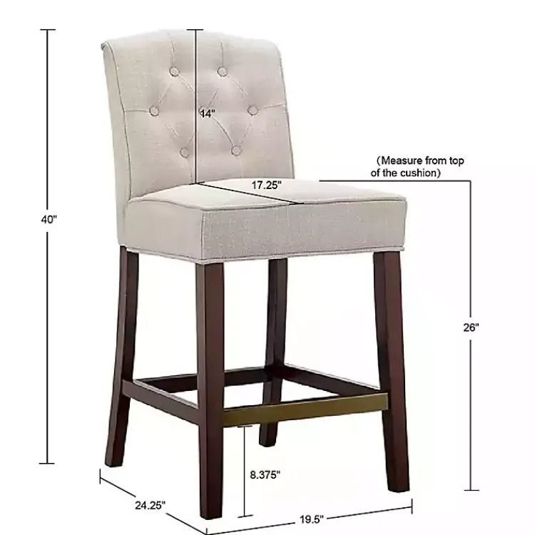 Kirklands Home Tufted Upholstered Wood Counter Stool Tan Discount