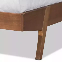 Kirklands Home Tan Upholstered Brown Wood Full Platform Bed Sale