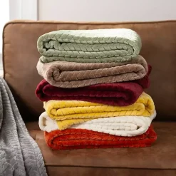 Blankets & Throws>Kirklands Home Taupe Heavenly Herringbone Plush Throw Brown