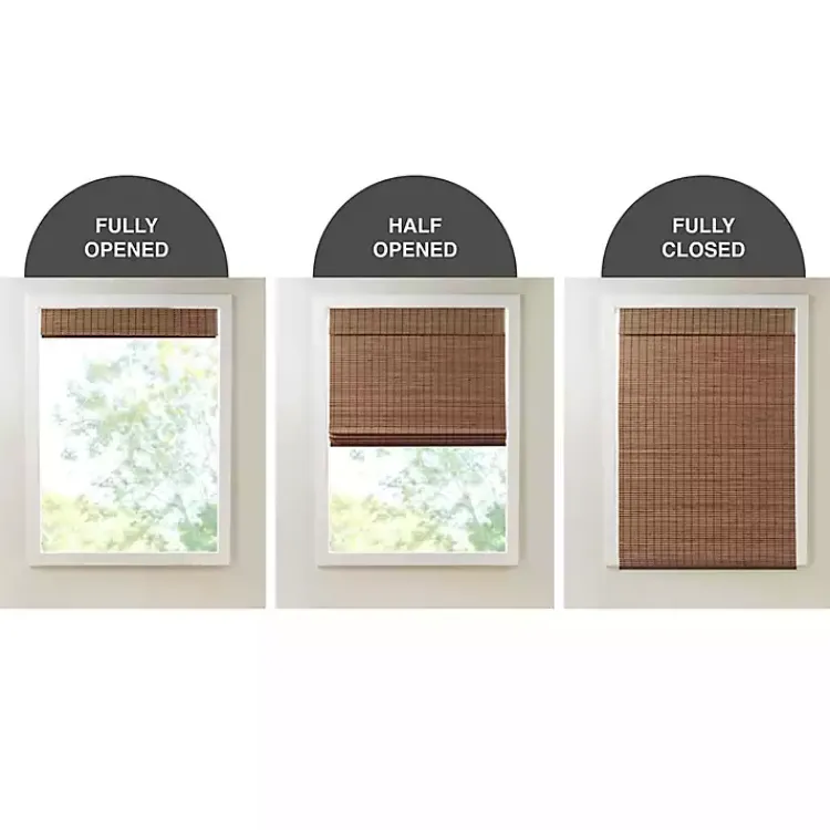 Kirklands Home Teak Bamboo Light Filtering Roman Shade, 27 in. Brown Outlet
