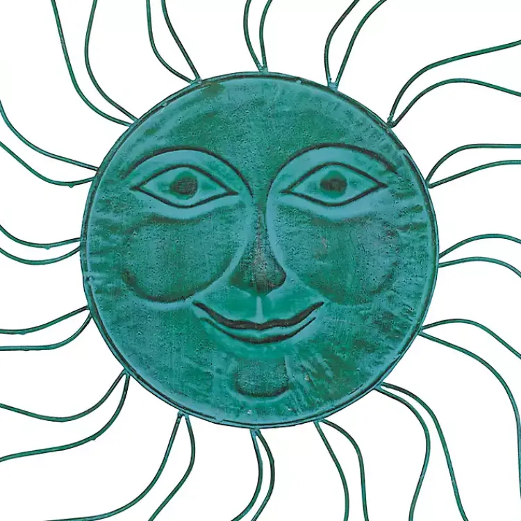 Kirklands Home Teal Metal Sun Face Wall Plaque Blue