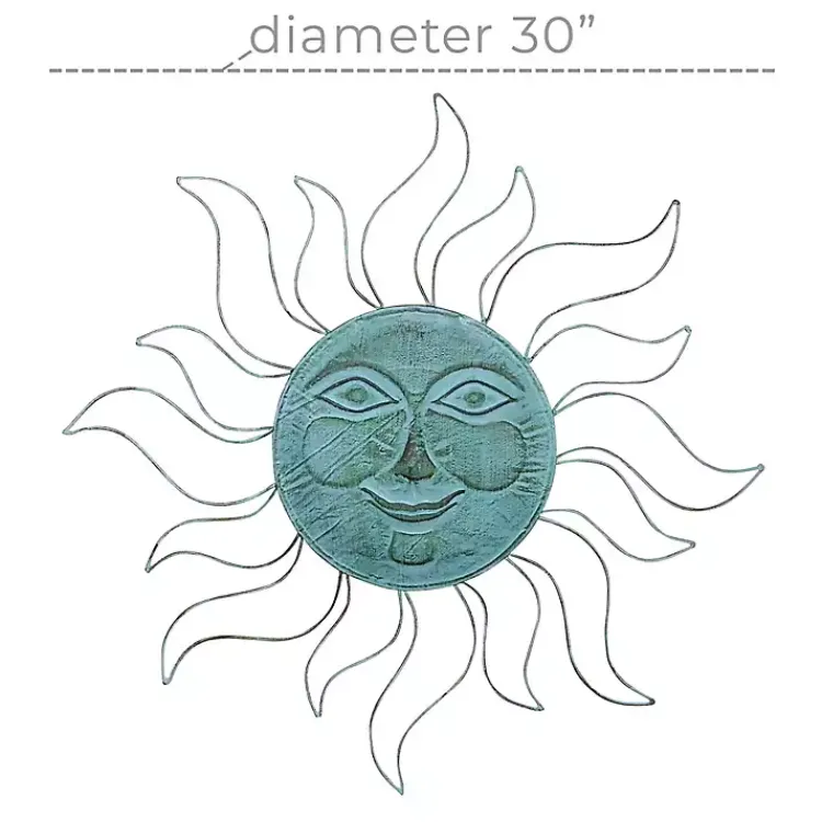 Kirklands Home Teal Metal Sun Face Wall Plaque Blue