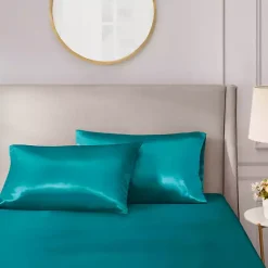 Kirklands Home Teal Satin Standard 2-pc. Pillow Case Set Blue Outlet