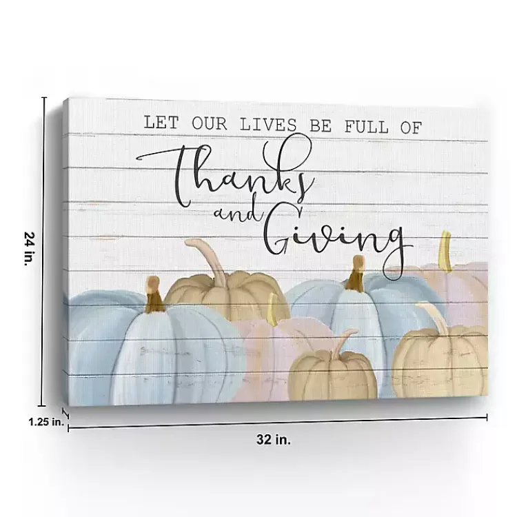 Fall>Kirklands Home Thanksgiving Pastel Pumpkins Canvas Art Print White