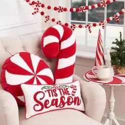 Christmas Pillows>Kirklands Home Tis the Season Candy Cane Lumbar Pillow