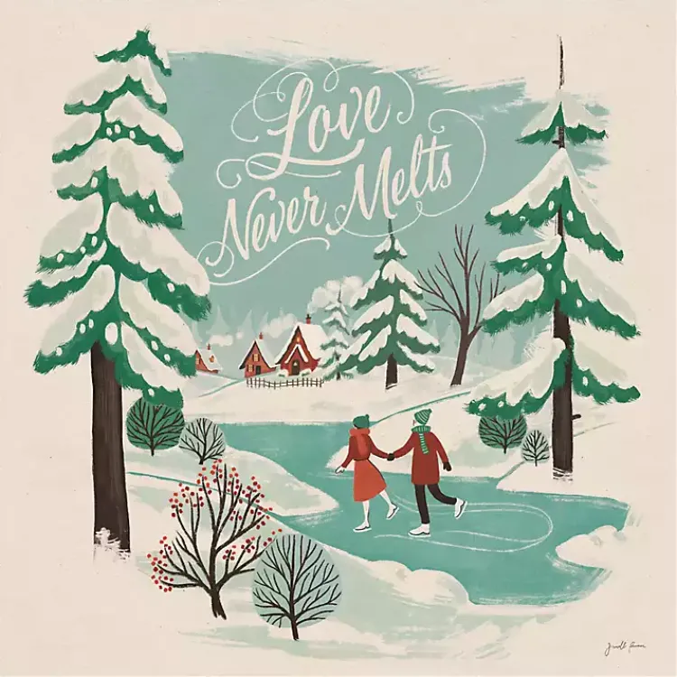 Christmas Art & Wall Decor>Kirklands Home Trees and Ice Skaters Christmas Canvas Wall Plaque