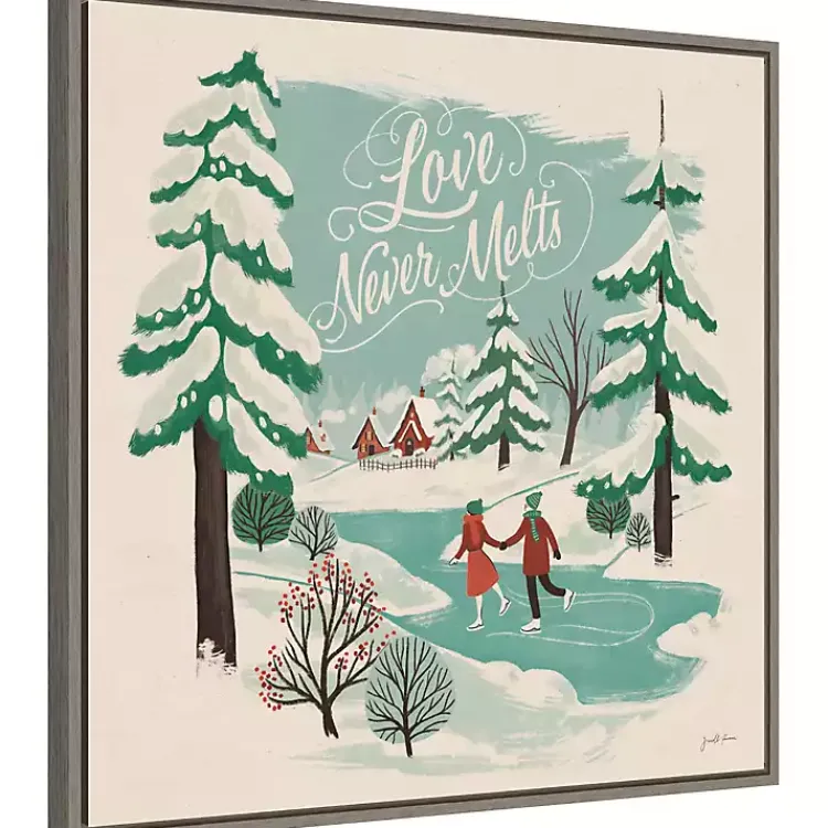 Christmas Art & Wall Decor>Kirklands Home Trees and Ice Skaters Christmas Canvas Wall Plaque