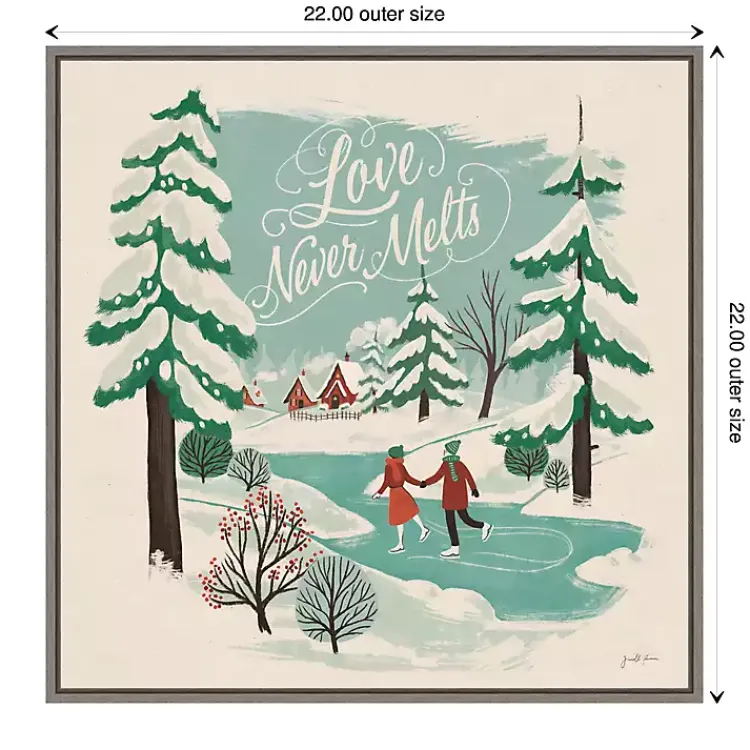 Christmas Art & Wall Decor>Kirklands Home Trees and Ice Skaters Christmas Canvas Wall Plaque
