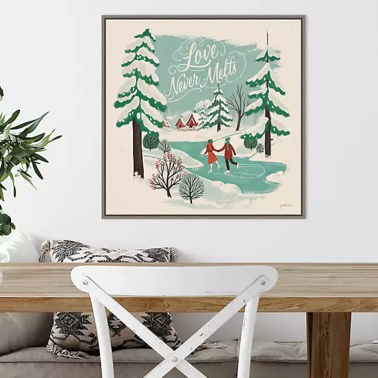 Christmas Art & Wall Decor>Kirklands Home Trees and Ice Skaters Christmas Canvas Wall Plaque