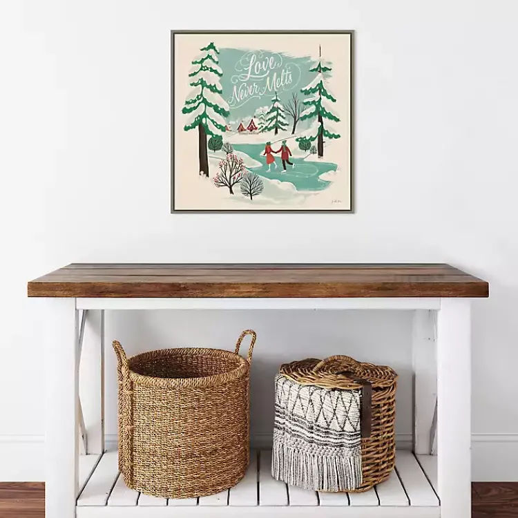 Christmas Art & Wall Decor>Kirklands Home Trees and Ice Skaters Christmas Canvas Wall Plaque