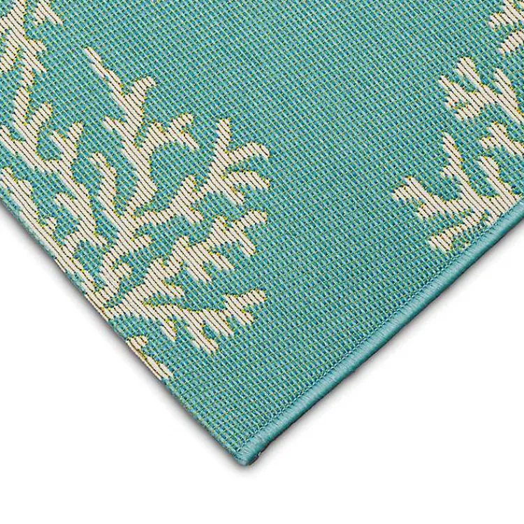 Kirklands Home Turquoise Coral Indoor/Outdoor Rug, 2x3 Clearance