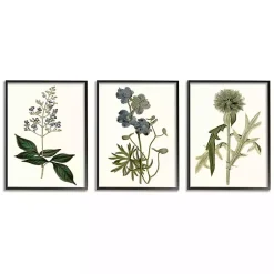 Kirklands Home Vintage Blue Flowers Framed Art Prints, Set of 3