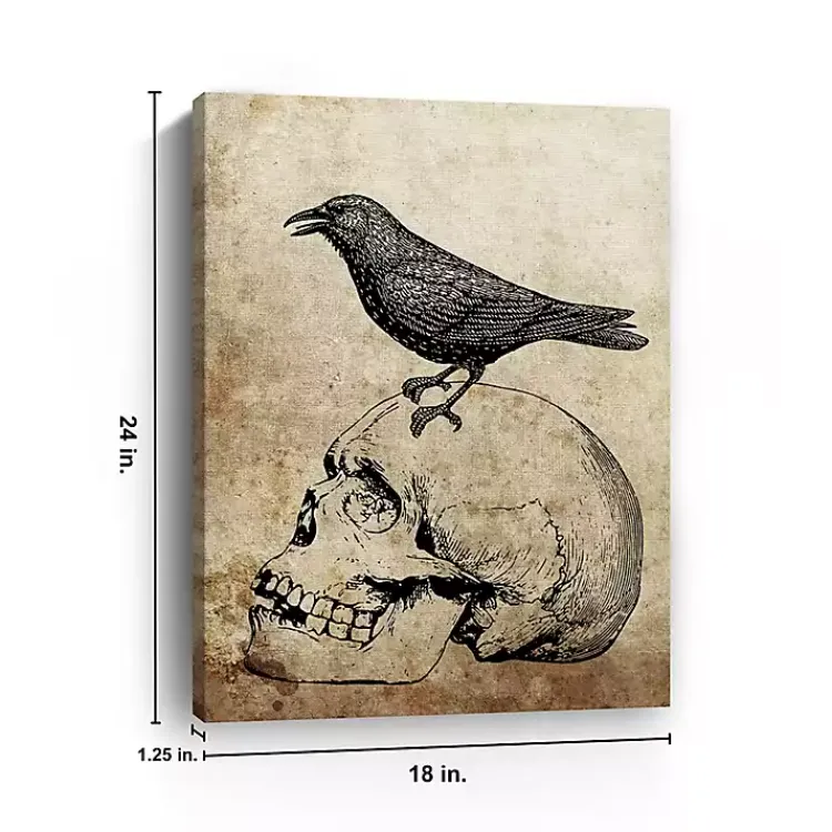 Halloween>Kirklands Home Vintage Skull & Raven Canvas Art Print