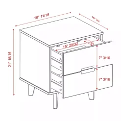Kirklands Home Walnut Mid-Century Modern 2-Drawer Nightstand Brown New