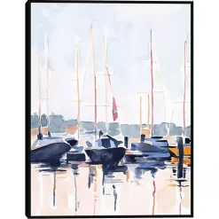 Kirklands Home Watercolor Boat Club Framed Canvas Art Print Outlet