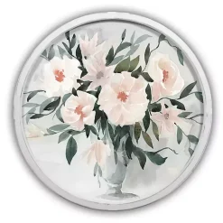 Kirklands Home Watercolor Bouquet Round White Framed Art Print Best