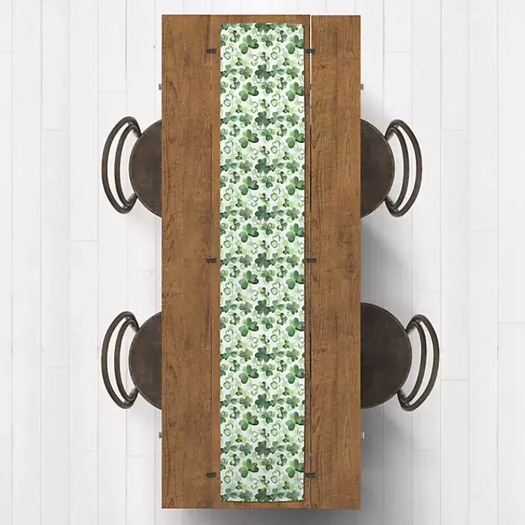 St Patricks Day Decorations>Kirklands Home Watercolor Clovers Table Runner, 72 in.