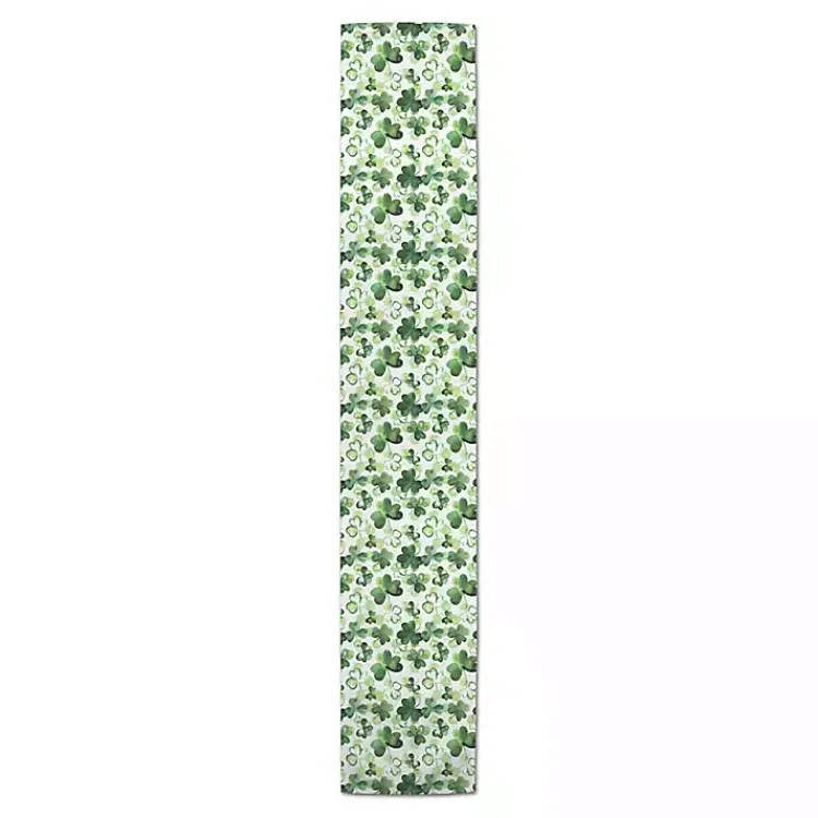 St Patricks Day Decorations>Kirklands Home Watercolor Clovers Table Runner, 90 in.